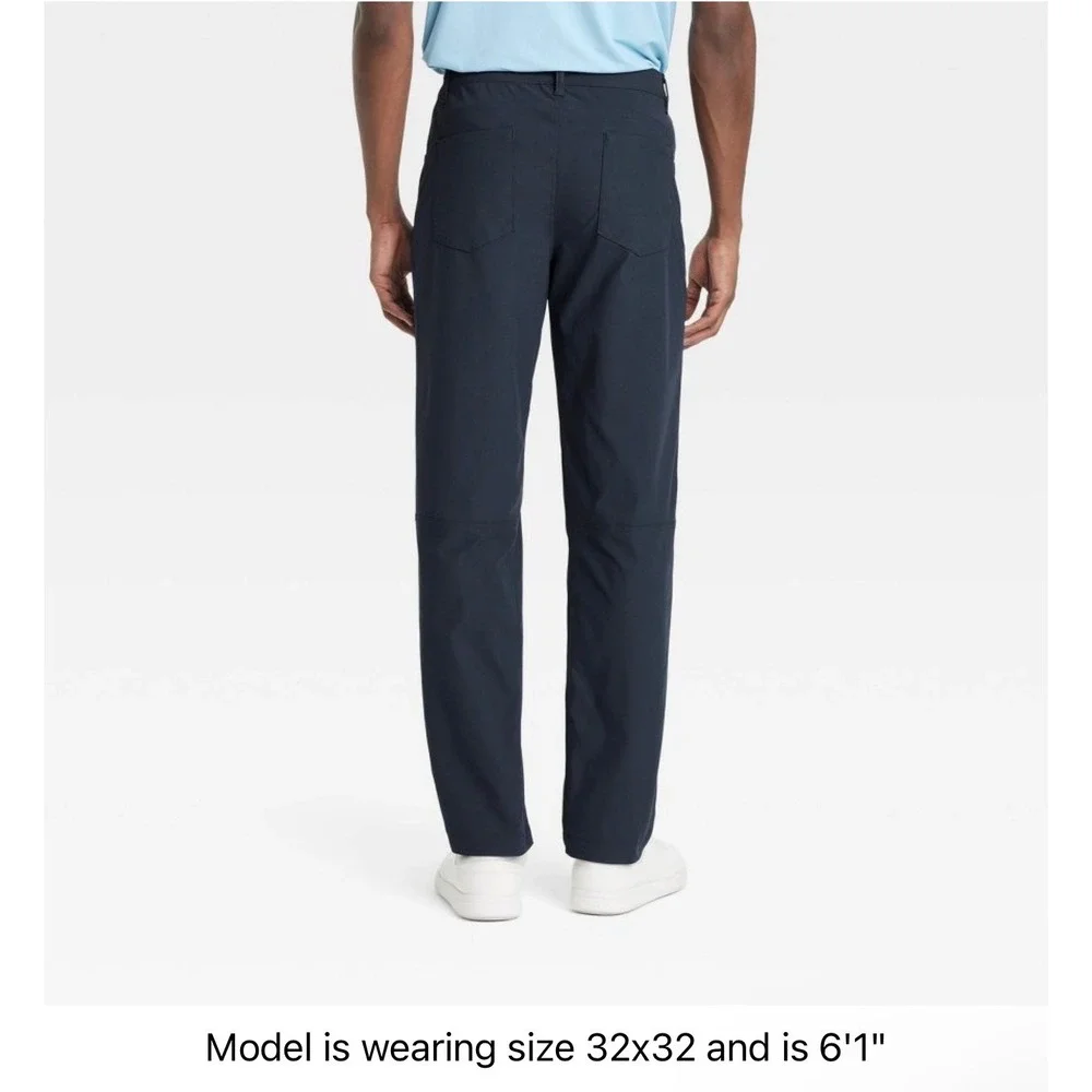 All In Motion Mens 360 Lifestyle Relaxed Fit 5-Pocket Pants Navy Blue 34x32